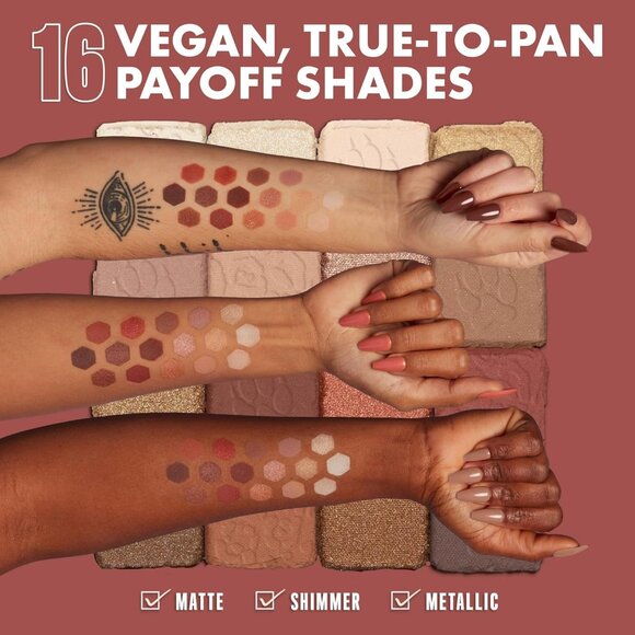 🆕 Makeup Ultimate Shadow Palette 16-Shade Vegan Formula - Warm Neutrals Brights - Picture 6 of 10